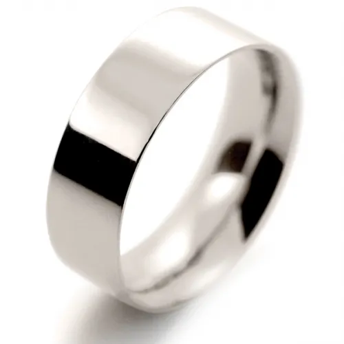 Flat Court Medium - 7mm (FCSM7 W) White Gold Wedding Ring